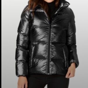 BCBGeneration Black hooded puffer coat size S
